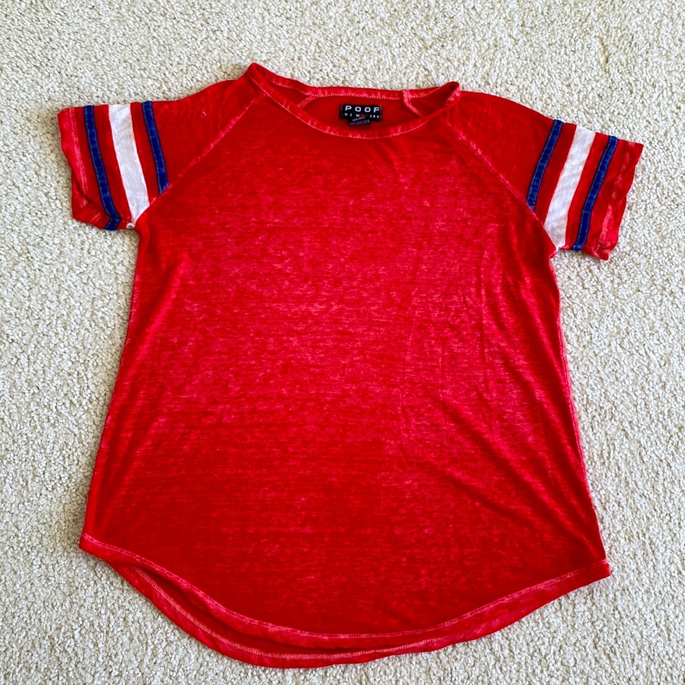 Poof Red Blue White T Shirt Size S